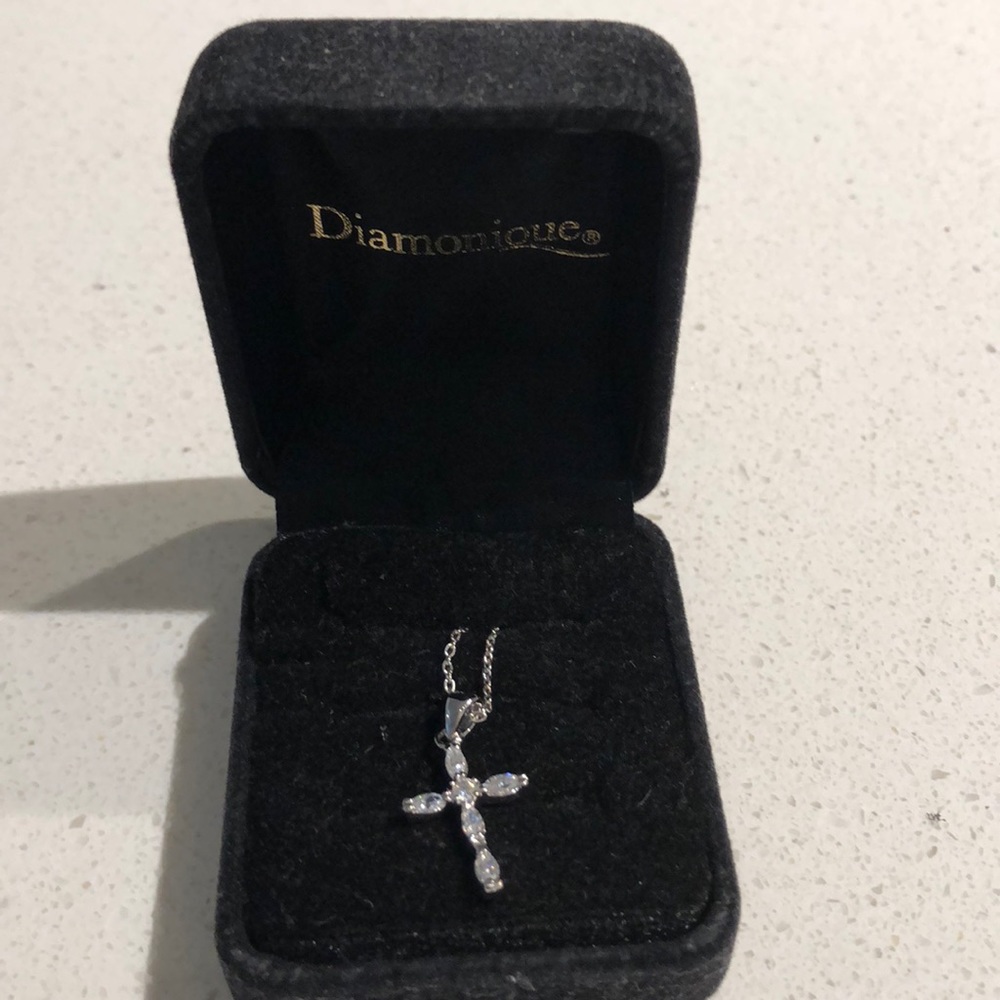 Diamonique Cross Necklace